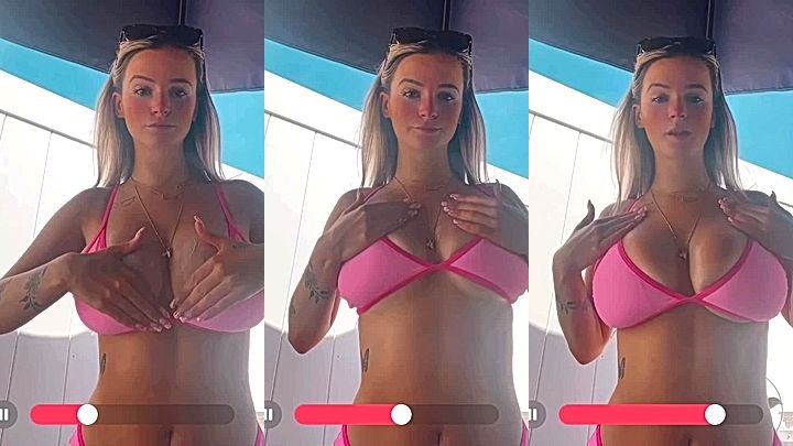 Kaitlyn Krems applying oil to her Big tits leaked clip