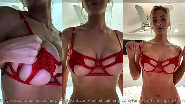 Hannah Palmer teasing big tits in red dress leaked video