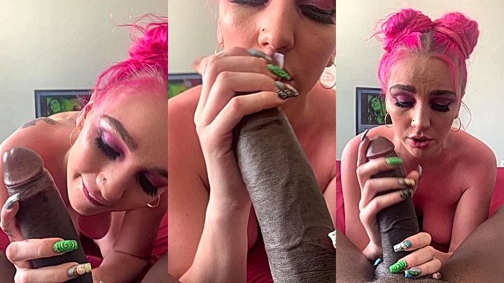 Kendra Sunderland sucking a big sized cock leaks