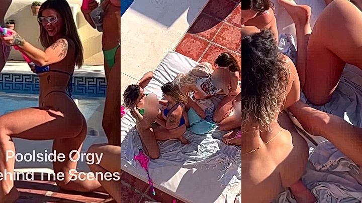 Hot american group of lesbian girls enjoying sex in poolside leaks Ari Baby