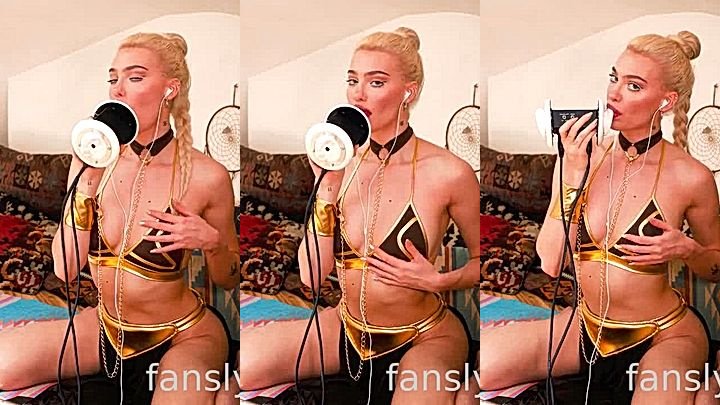 Ari Baby enjoying licking the sextoy clip for fans